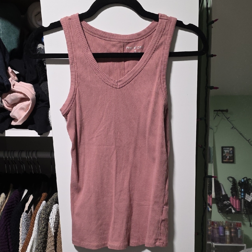 Maurices Dusty Pink Ribbed Tank Top
